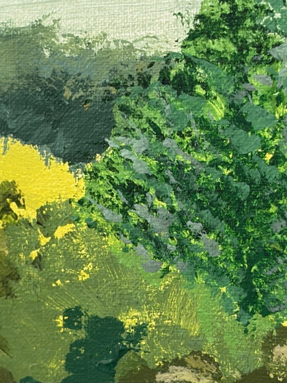 Image 1 of Impressionistic panoramic French landscape – La Tagnière – 100 x 30 cm