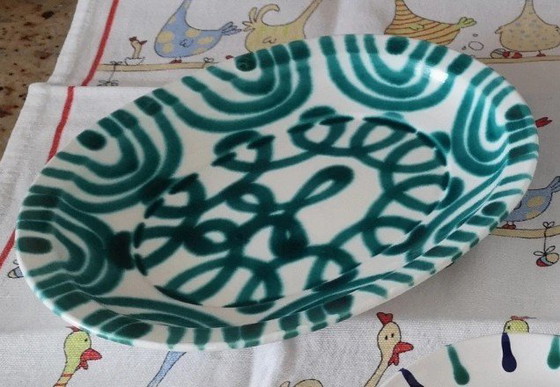 Image 1 of Gmundner Keramik Schale Grün Geflammt