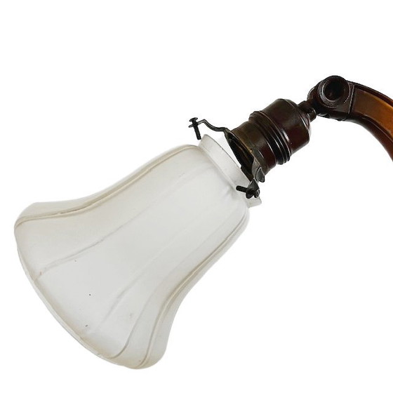 Image 1 of Antieke Art nouveau bureaulamp smeedijzer d.g.m.s. Ges. Gesch. 1910's