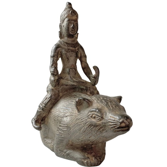Ensemble de Statues Antiques en Bronze d'Inde du Sud - Vishnu Kurma, Murugan & Ganesha - c. 1900 – Sculptures (photo 8 of 9)