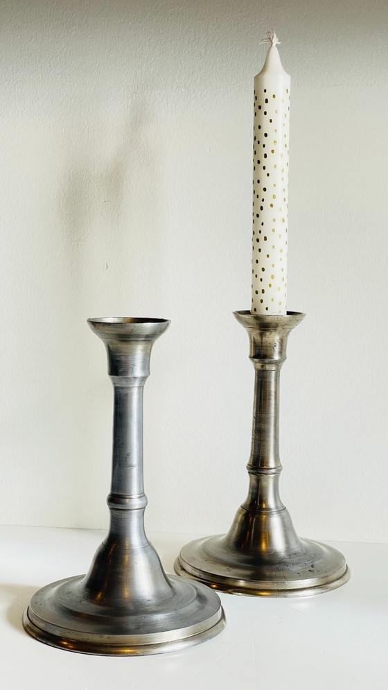 Image 1 of Vintage Silver Metal Candlesticks