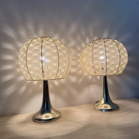 Image 1 of Set of 2 Aro leuchte table lamps with fabric shade , 1970s