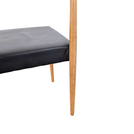 Ensemble original de 6 chaises Midcentury Lübke Noyer Cuir Vintage, Fauteuils d'appoint, Bois, Noir (photo 9 sur 10)