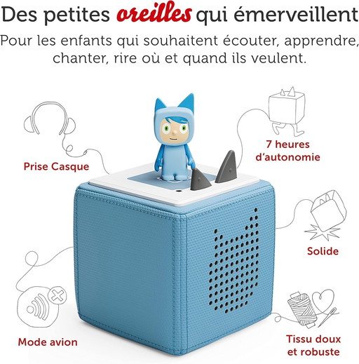 tonies Mon Premier Coffret Toniebox Bleu + 1 Figurine Tonie Créatif, boîte à Histoire et Musique pour Enfant 3 à 7 Ans, conteuse