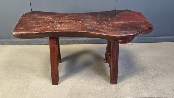 Image 1 of Solid wood brutalist dining table by Mobichalet, 1960s