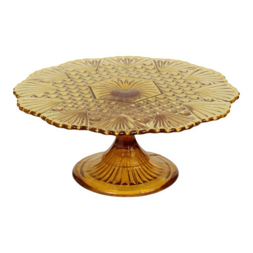 Alzata per torta vintage Art Déco color ambra