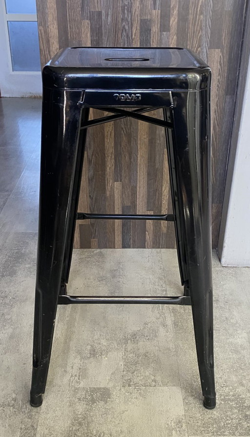 Genuine TOLIX H75 industrial stackable bar stool, black