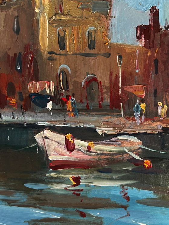 Image 1 of Dipinto ad olio originale: Paesaggio urbano, Architettura, Le antiche vie di Venezia