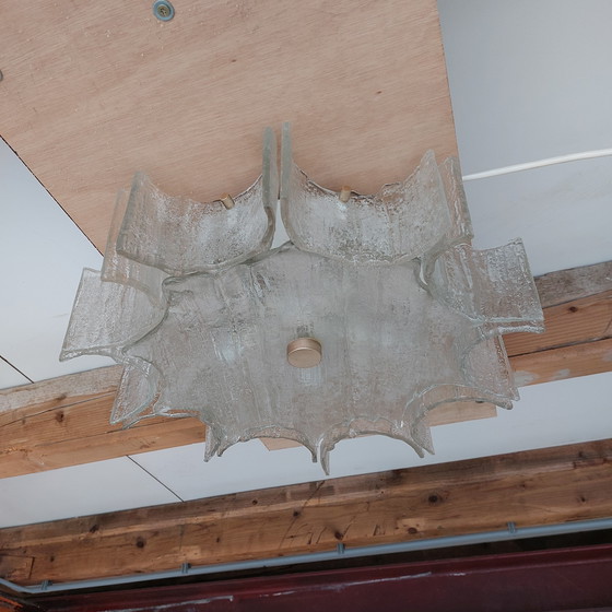 Image 1 of Vintage Kaiser Leuchten ijsglas plafondlamp 