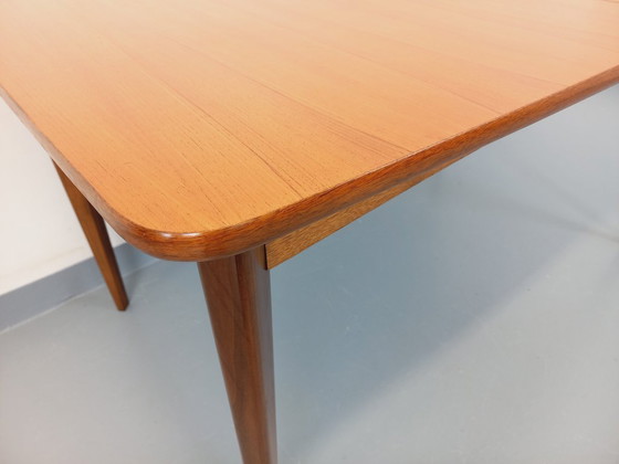 Image 1 of Rectangular Scandinavian-style vintage dining table from the 1950s/60s in teak with extensions