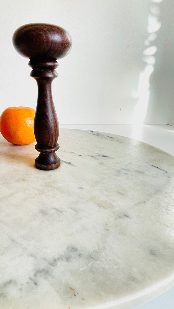 Image 1 of Vassoio per formaggi d'epoca in marmo e legno