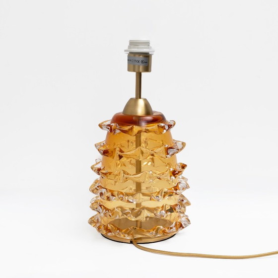 Pair of Amber Rostrato Murano Glass Table Lamps (photo 3 of 7)