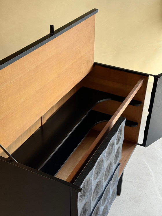 Image 1 of Brutalist Bar Cabinet in Black Stained Oak by J. Batenburg for MI Belgium