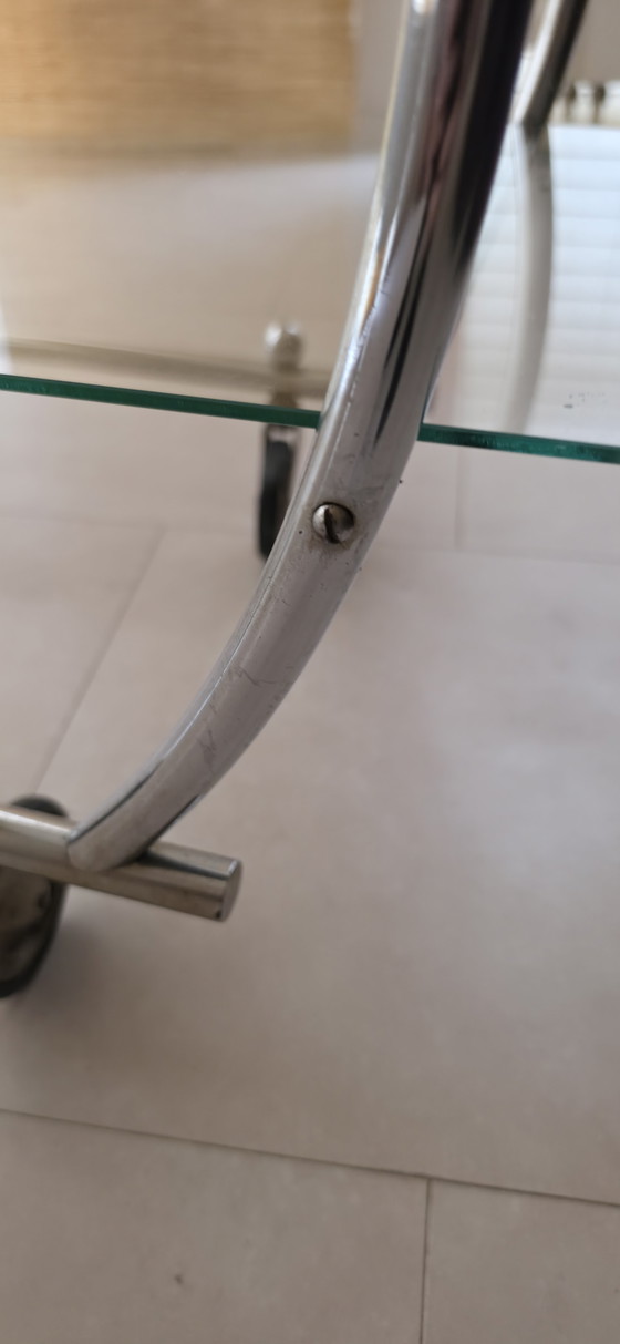 Image 1 of Originaler Servierwagen im Bauhaus-/Art-déco-Stil aus den 1930er-Jahren – verchromtes Messing