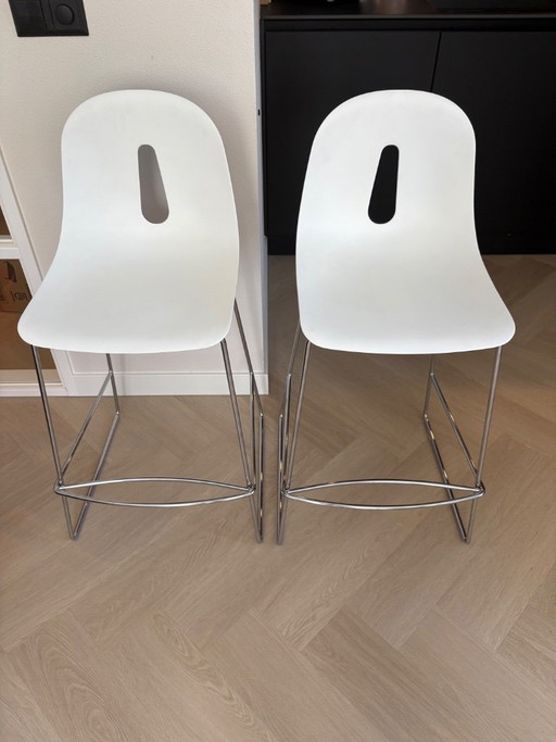 2x Chairs & More Gotham Barhocker | weiß/grau | Italienisches Design