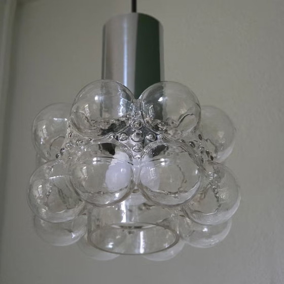 Helena Tynell Bubble lamp 1960s, Vintage Pendant lamp, Glashütte Limburg, Metal, Glass, Transparent (photo 4 of 13)