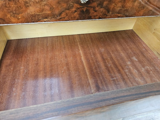 Image 1 of Walnut Burl Chest of Drawers with Double Glass Top