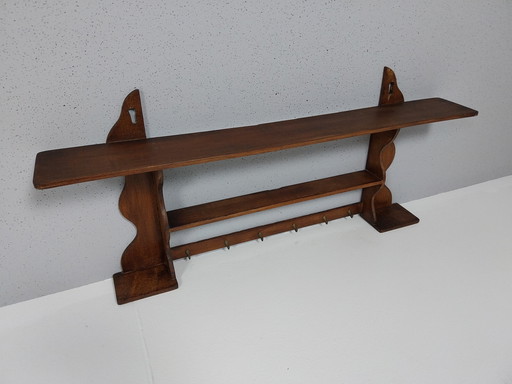 Rustic Vintage Wall Shelf with Hooks