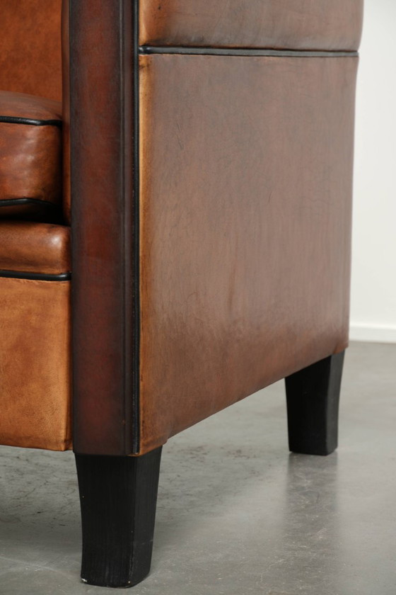 Sehr interessanter Art Deco Design Sessel aus Schafsleder mit tollem Design und schönen Farben – Leather (photo 12 of 12)