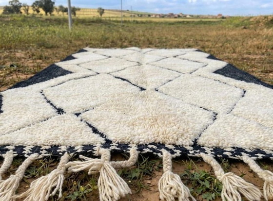 Tapis Traditionnels Marocain Blanc-Noir 200cmx300cm – Alfombras, Cotton (photo 5 of 6)