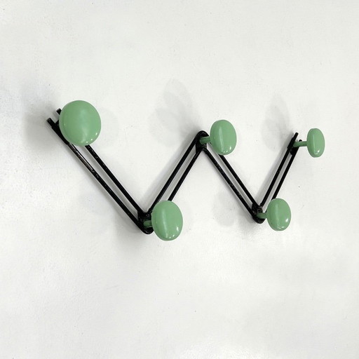 Black & Green Zig Zag Coat Rack, 1980s