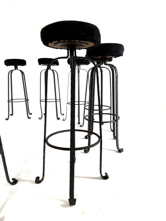 Image 1 of 12x tabouret de bar vintage en fer forgé '60s