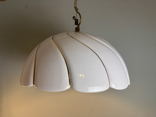 Vintage XL Keramische Hanglamp jaren 70 stijl van Tommaso Barbi Made in Italy 