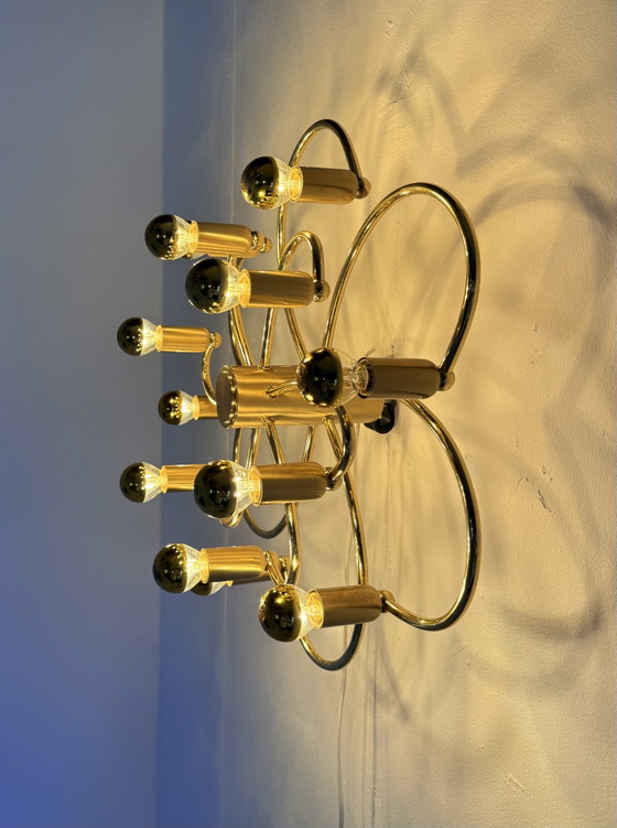Image 1 of Vintage messing swirl plafond/wandlamp, Scolari ‘70