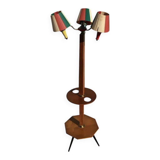 Lampadaire étagère vintage à 3 lumières des années 1950