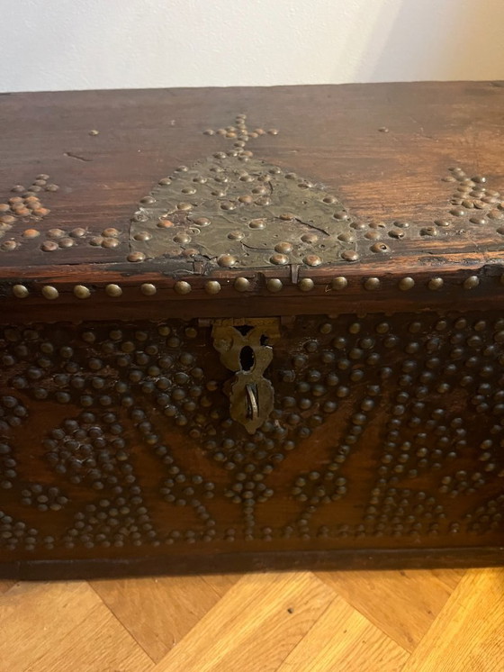 Image 1 of Ensemble unique de 3 coffres à couvertures arabes - fait à la main - vers 1950