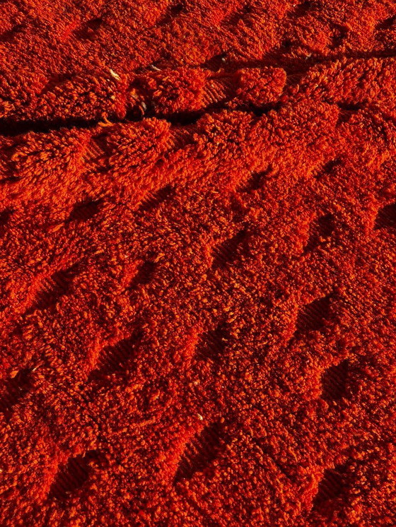 Image 1 of Alfombra marroquí Mrirt hecha a mano – Alfombra de lana color naranja quemado 210x300 cm – Alfombra texturizada moderna
