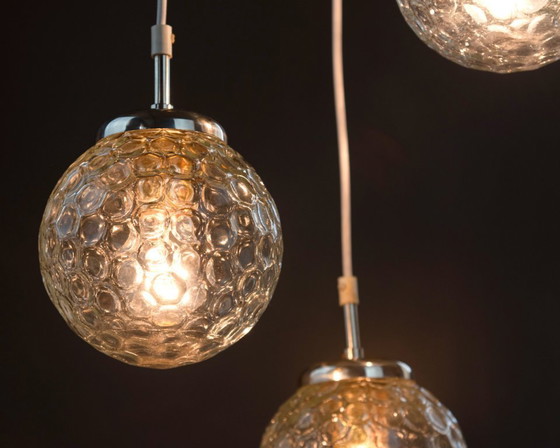 Image 1 of Dromerige cascadelamp, origineel uit de jaren 60/70, plafondlamp met 3 armen, chroom, vintage, mid-century, gerestaureerd