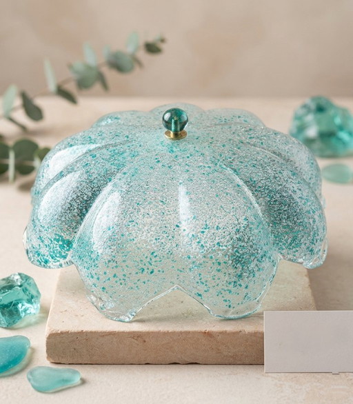 Murano Sylcom Floral Graniglia Groene Plafond-/Wandlamp Handgemaakt - Nieuw