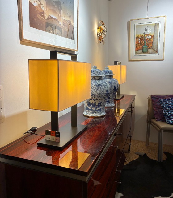 Coppia di Lampade da Tavolo Vintage – Metallo, Tessile (photo 4 of 5)