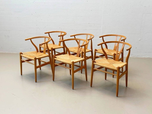 Set of 6 Wishbone Chairs CH24 by Hans J. Wegner for Carl Hansen & Søn, Denmark, 1990s