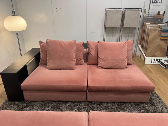 Image 1 of Flexform Groundpiece 4-piece with Bookcase – Pink Velvet