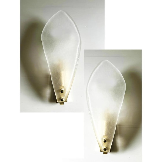 Image 1 of Moderne italienische Wandleuchten aus geschliffenem Muranoglas mit Blattmotiv – 4er-Set