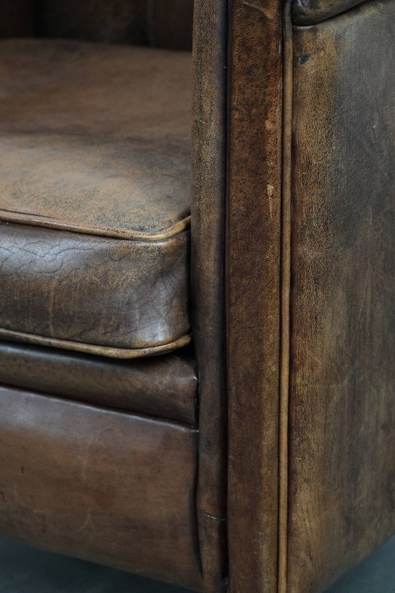 Image 1 of Mooie vintage schapenleren fauteuil/armchair met warme kleuren