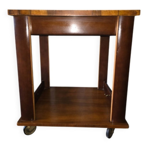 Art Deco houten bijzettafel/serveerwagen op wielen – Wood