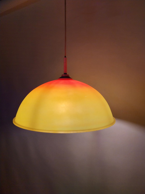 Image 1 of 1 x lampe suspendue en verre en forme de soleil 1970