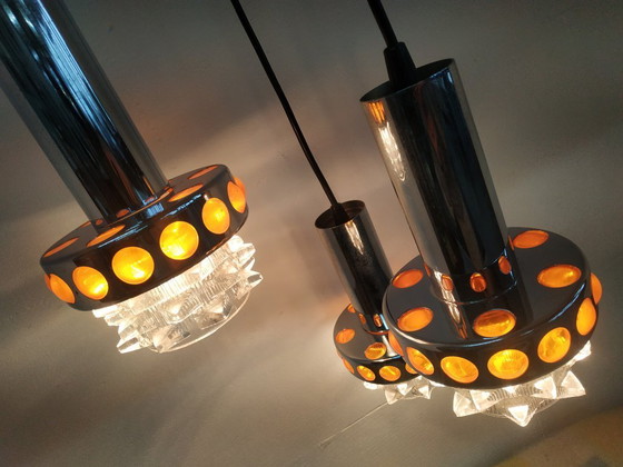 Image 1 of Vintage 60s/70s Massive/Raak cascade design pendant lamp (3 lamps)
