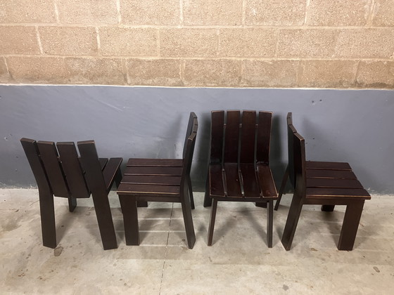 Image 1 of Modernist Braun 4 Stühle Brutalist Siebziger Jahre