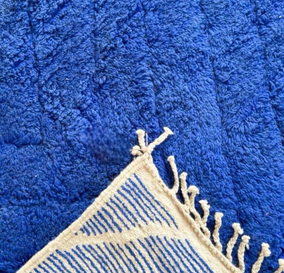 Prachtig blauw wollen vloerkleed 150/250cm – Vloerkleden en tapijten, Katoen (photo 4 of 6)