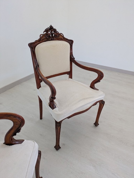 Image 1 of Art Nouveau - Sessel (2) - Holz, Stoff