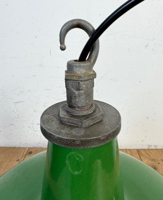 Image 1 of Industrial Green Enamel Factory Pendant Lamp from Revo, 1950s
