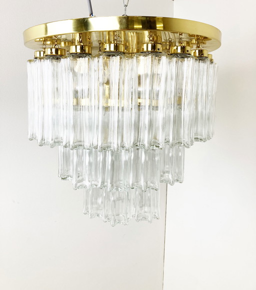 Lampadario a filo di Glashutte Limburg, anni '70