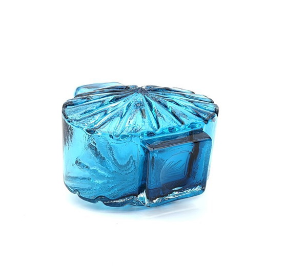 Image 1 of Whitefriars Geoffrey Baxter Sunburst Vase Eisvogelblau