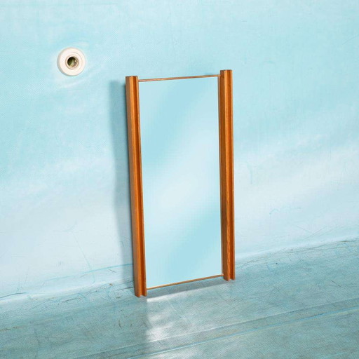 Japandi 70s spiegel vurenhout, minimalist Swedish mirror