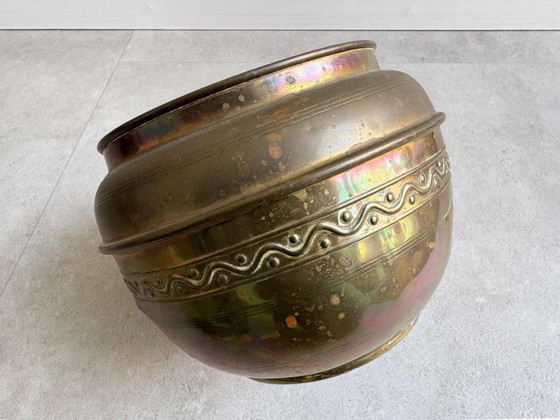 1x Grande vaso da fiori vintage in ottone/rame giallo – Vasi per piante, Brass, Copper (photo 3 of 7)