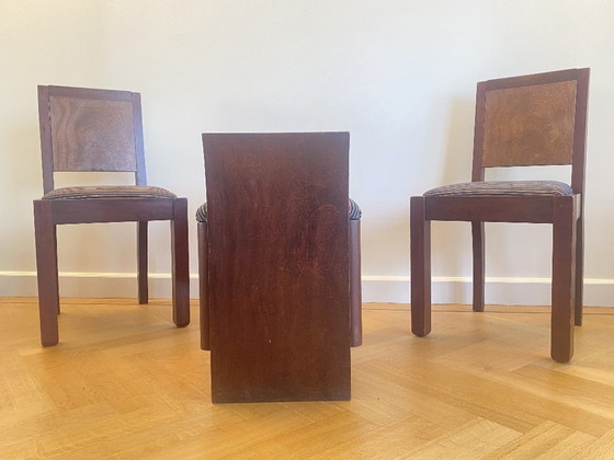 Image 1 of Art Deco Hague School-Style Chairs and Ottoman